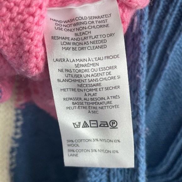 Anthropologie Maeve Colorblock Cable Knit Sweater Oversized Pink Blue Burgundy - Picture 11 of 11